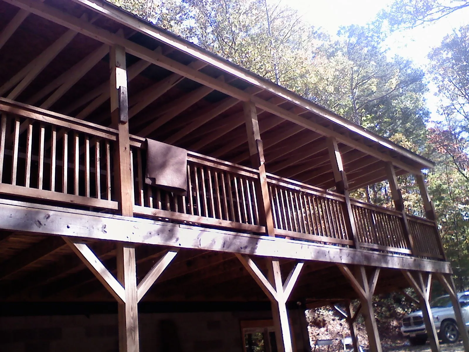 Timber framing under a new elevated porch and deck — Roof Leak Repair in Tuckerton by Roofing Brothers